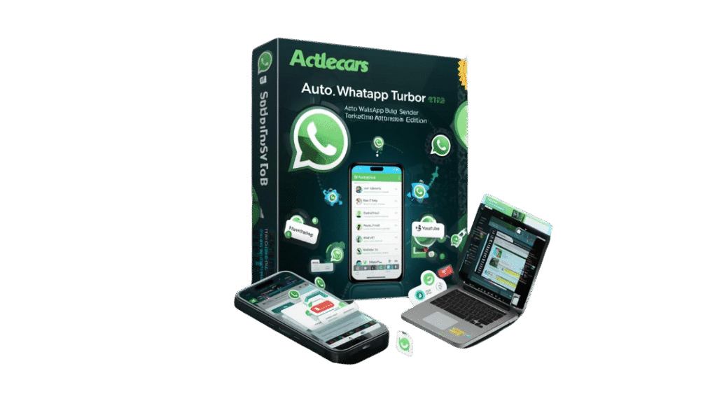 create a premium 3d software box mockup and youtube thumbnail for “auto whatsapp smartest sender turbo pro 2023 – lifetime activated edition”. theme whatsapp bulk message automation, smart marketing, (2)