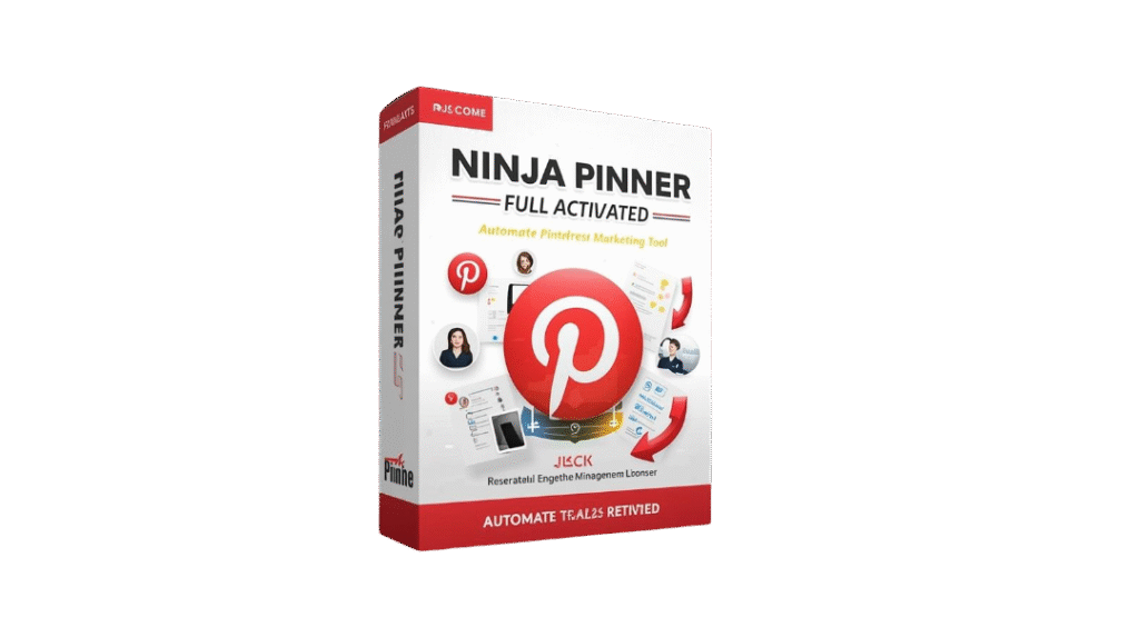 create a premium 3d software box mockup and youtube thumbnail for “ninja pinner v7.7.1.3 – full activated – pinterest marketing tool”. theme pinterest marketing, automation, and social media growth. (2)