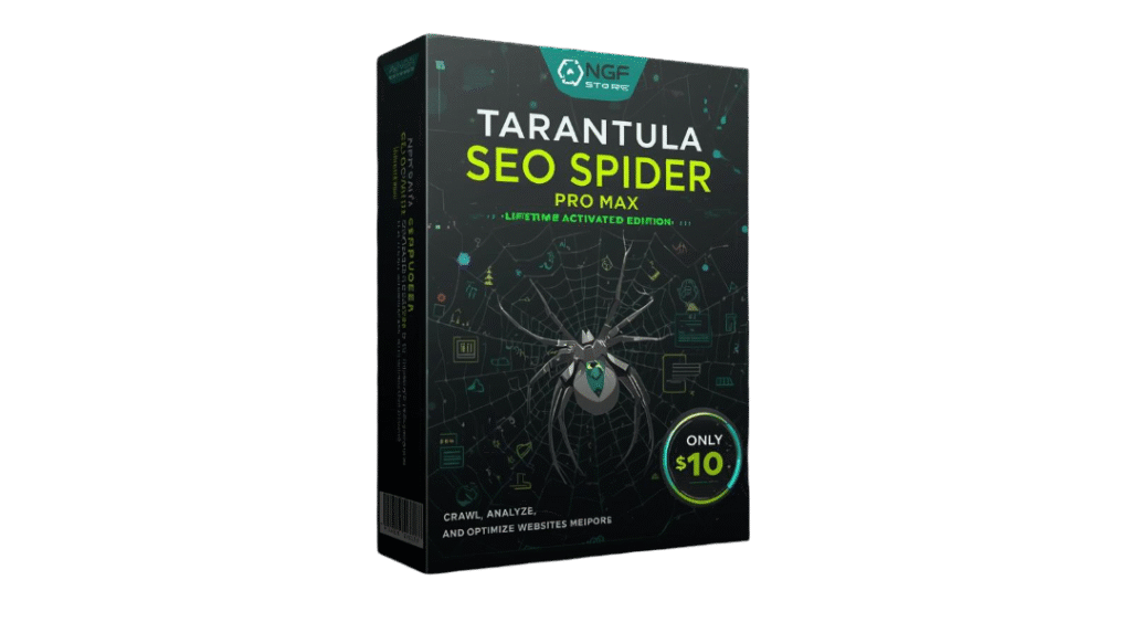 create a premium 3d software box mockup for a digital product named “tarantula seo spider pro max – lifetime activated edition”. theme website crawling and seo analysis tool with a powerful tech style (3)